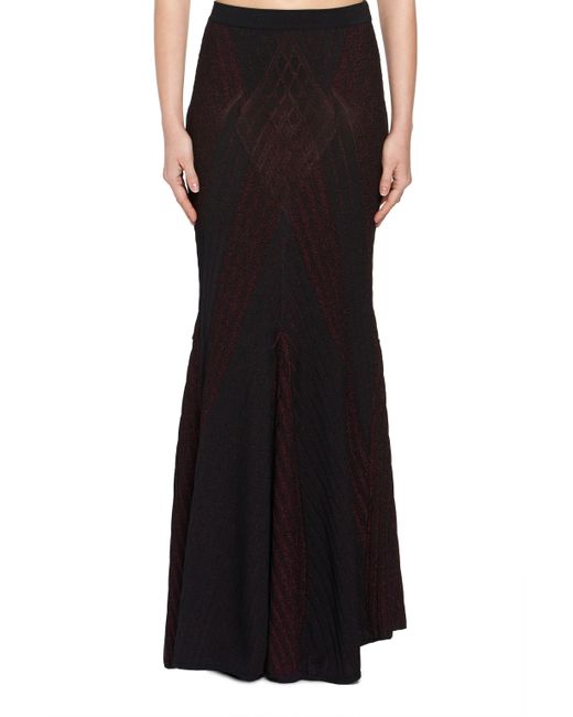 Roberto Cavalli Black Art Deco Geometric Knit Skirt