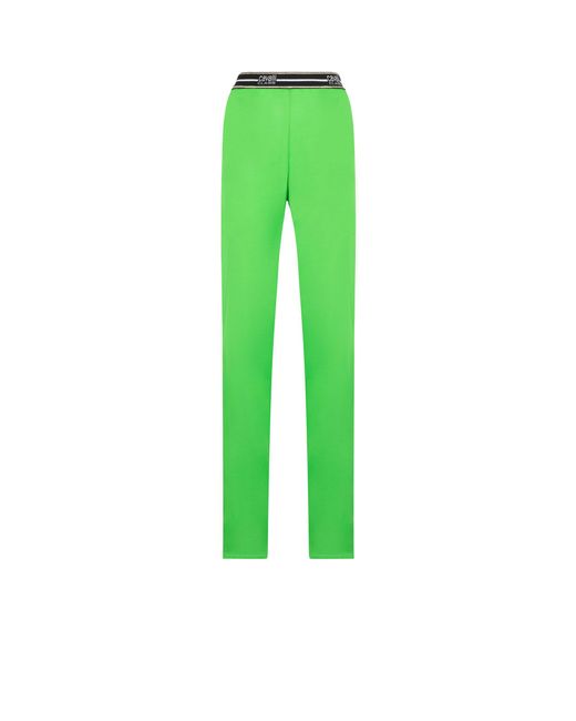 Roberto Cavalli Green Logo-Jacquard Trousers