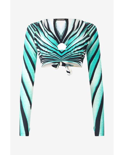 Roberto Cavalli Blue Ray Of Sea Print Top
