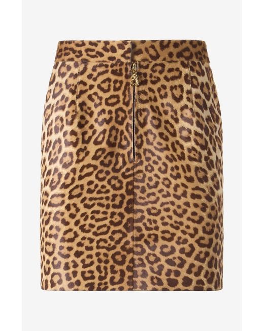 Roberto Cavalli Natural Leather Miniskirt With Leopard Skin Print