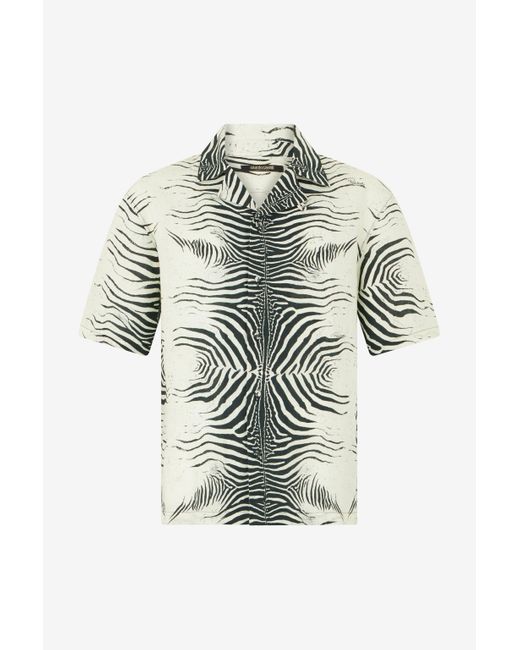 Camisa De Lino Con Estampado Mini Zebra Roberto Cavalli de hombre de color Multicolor