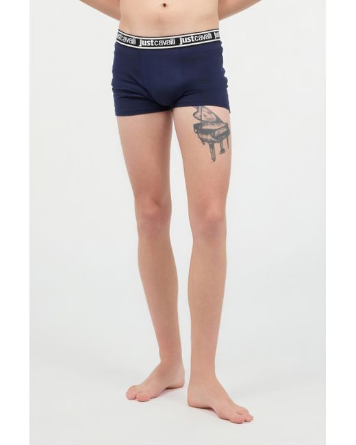 Roberto Cavalli Blue Boxers With Branded Band for men