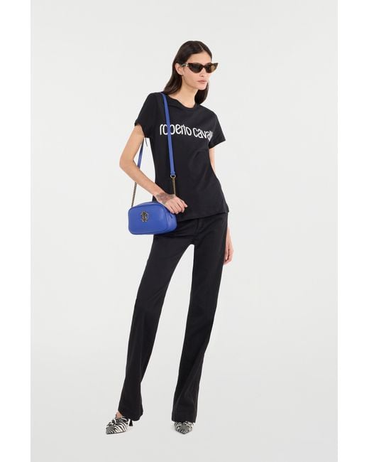 Roberto Cavalli Black Jeans With Mirror Snake Monogram