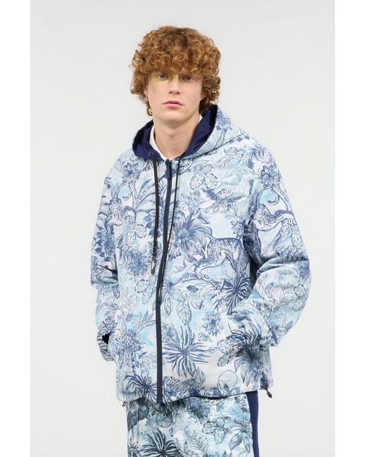 Roberto Cavalli Blue Reversible Hooded Sweatshirt for men