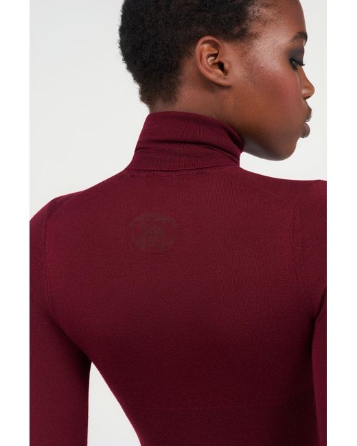 Roberto Cavalli Red Burgundy Turtleneck Top