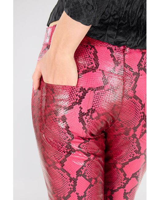 Roberto Cavalli Pink Shiny Python-Print Pants