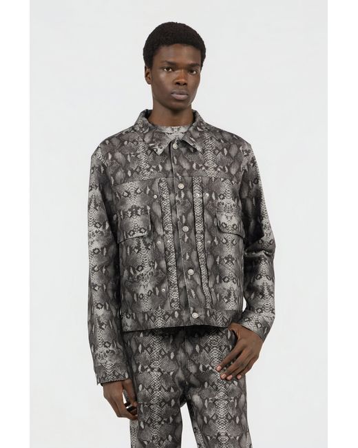 Roberto Cavalli Denim-Jacke Mit Python-Print in Black für Herren