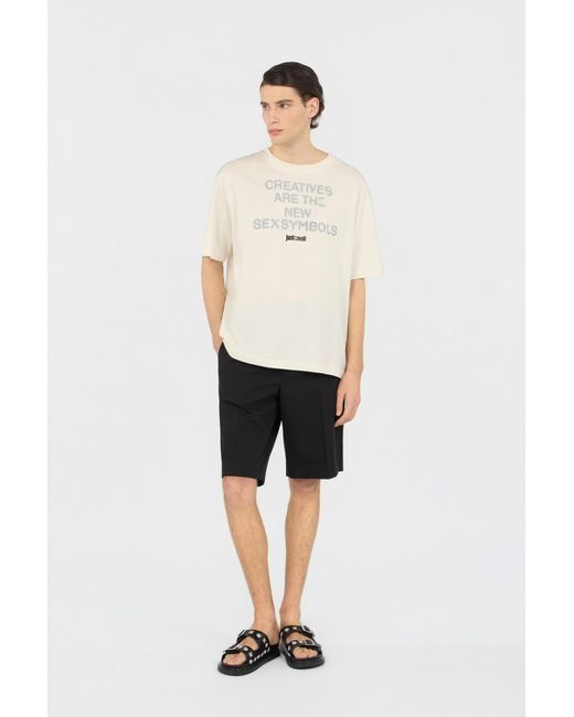 Roberto Cavalli Black Bermuda Shorts With Logo for men