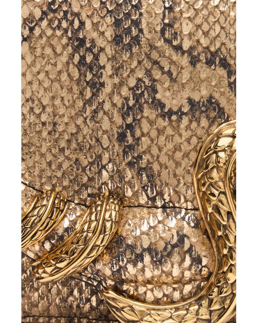 Roberto Cavalli Natural Bag With Golden Python And Snake Motif