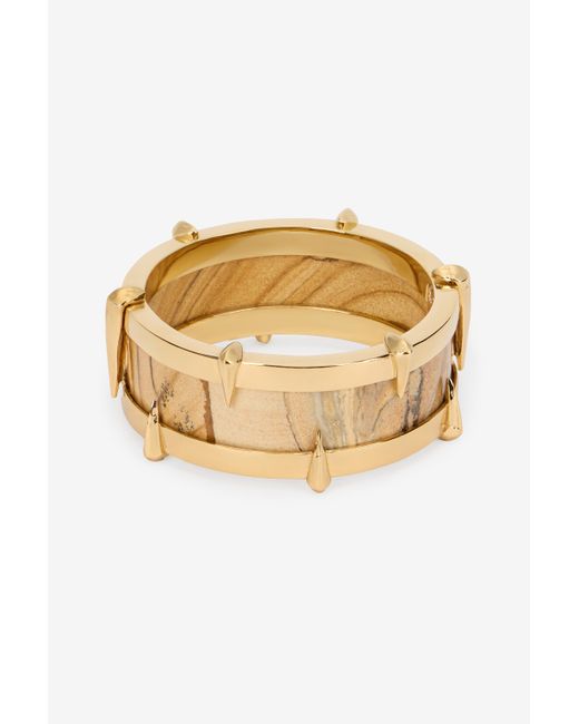 Roberto Cavalli Metallic Tone Bracelet With Semiprecious Stone And Spikes