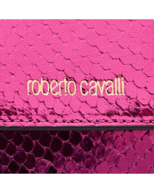 Roberto Cavalli Pink Snake Scale-Effect Metallic Wallet