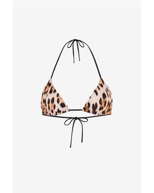 Roberto Cavalli White Leopard Print Bikini Top