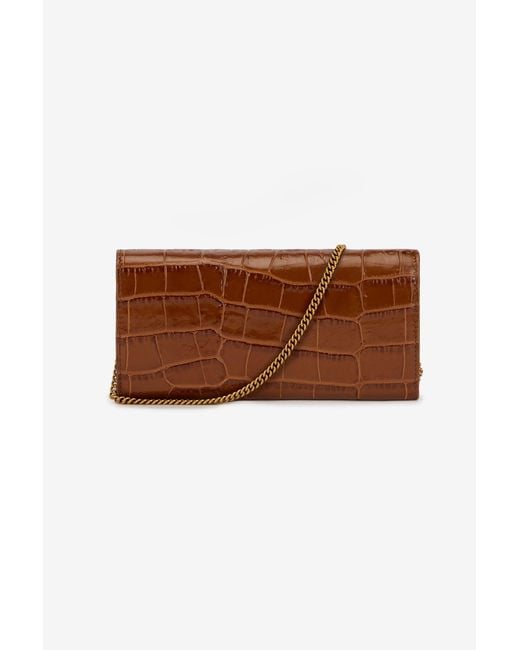 Roberto Cavalli Brown Roar Leather Wallet With Chain
