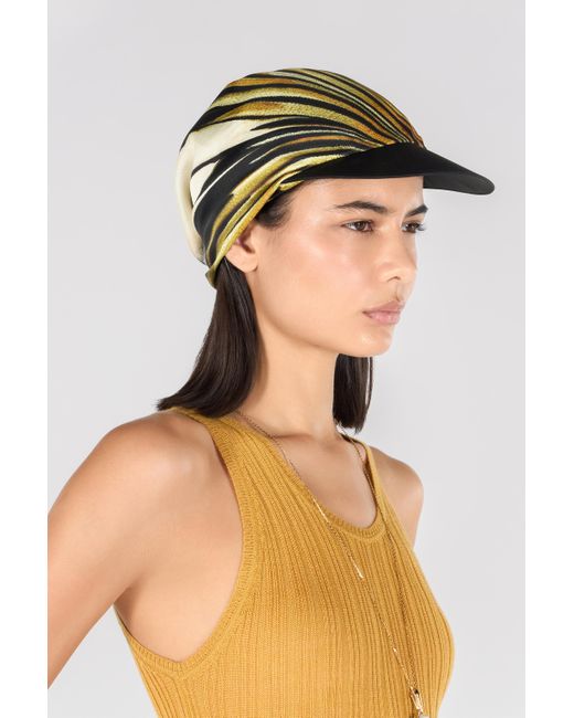 Roberto Cavalli White Hat With Visor And Ray Of Scarf
