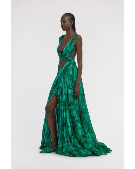 just cavalli green dress Roberto Malachite Print Profumo in exshopping