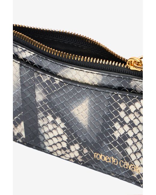 Roberto Cavalli Multicolor Printed Leather Cardholder With Zip