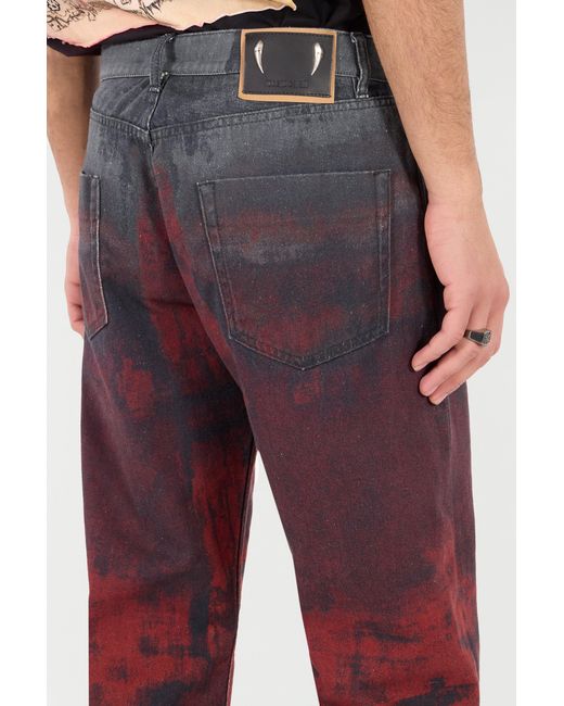 Roberto Cavalli Red Jeans With A Mottled Print Effect for men