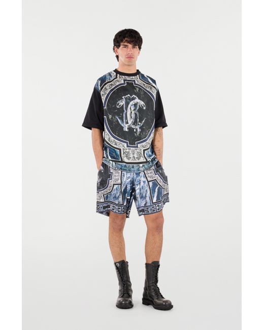 Camiseta Con Estampado Marble Y Adornos Roberto Cavalli de hombre de color Gray