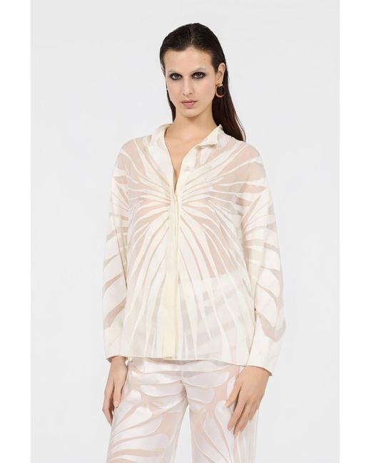 Roberto Cavalli White Shirt With Ray Devoré Print