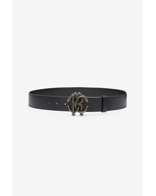 Logo Leather Belt di Roberto Cavalli in Black da Uomo