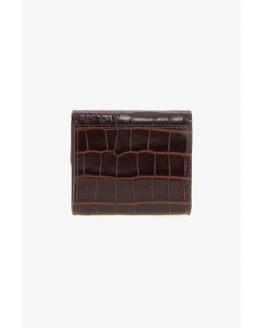 Roberto Cavalli Brown Croc-Effect Leather Card Case