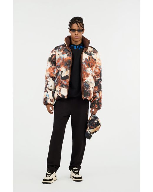 Roberto Cavalli Blue Reversible Tiger Camu Print Puffer Jacket for men