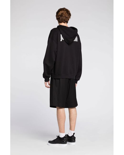 Roberto Cavalli Black Just Cavalli Logo-Print Zip Cotton Hoodie for men
