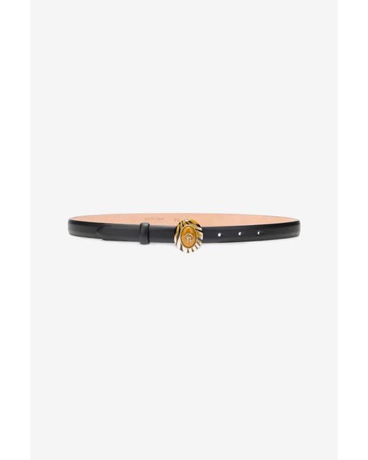 Roberto Cavalli White Leather Belt With Monogram Rc Buckle
