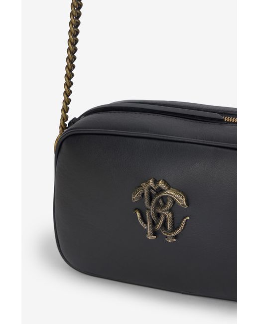Roberto Cavalli White Camera Bag Mit Monogramm Mirror Snake