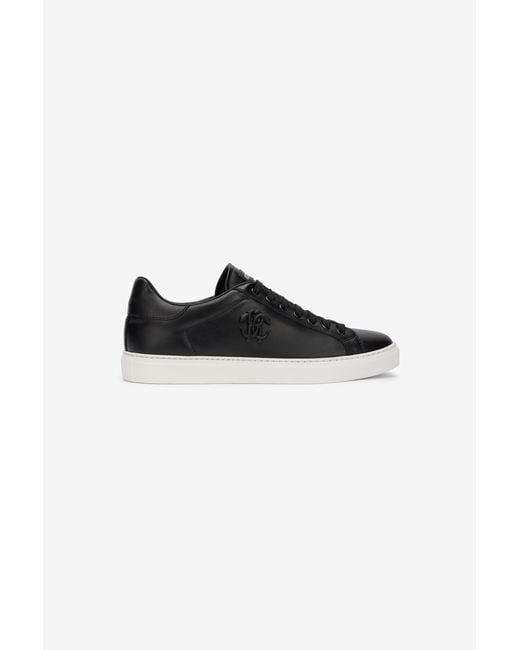 Roberto Cavalli Black Sneaker With Embossed Monogram Rc for men