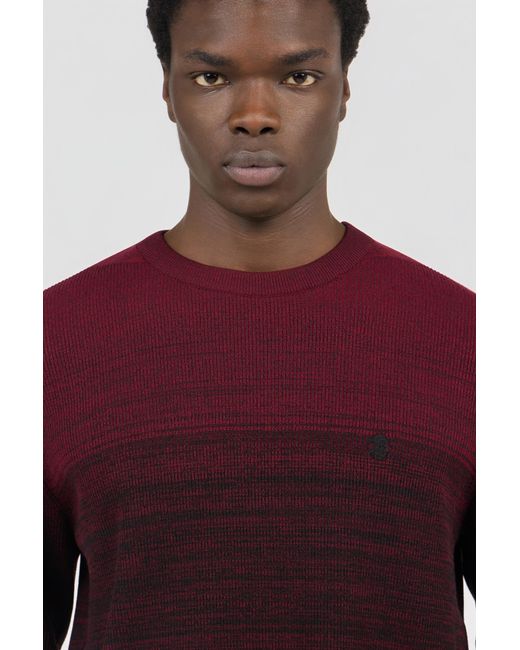 Roberto Cavalli Red Burgundy Dégradé Cotton Sweater for men