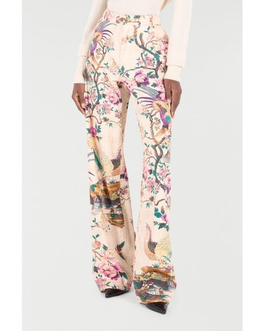 Jean À Imprimé Oriental Bird Roberto Cavalli en coloris White