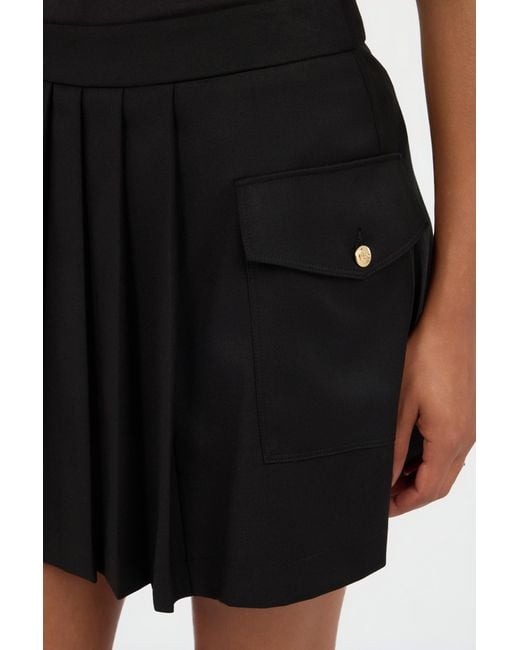 Roberto Cavalli Black Pleated Mini Skirt With Pocket