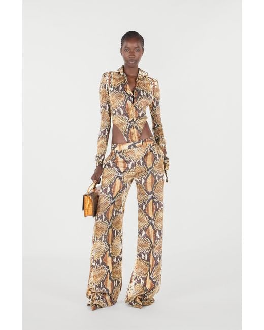 Roberto Cavalli White Python Print Trousers