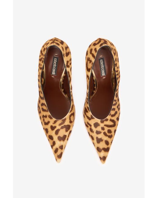 Roberto Cavalli Brown Hairy Leopard Skin Pumps