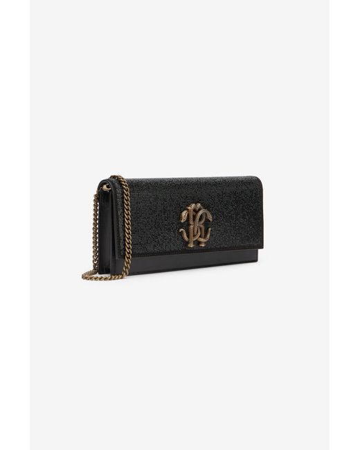 Roberto Cavalli Black Leather Mini Bag With Shoulder Strap