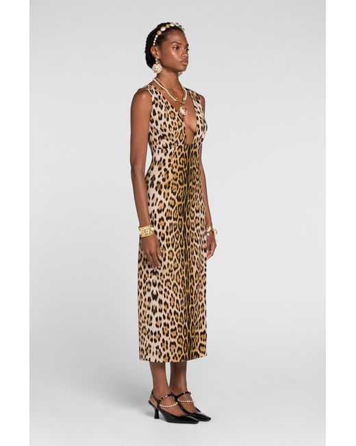 Roberto Cavalli White Jaguar-Print Dress