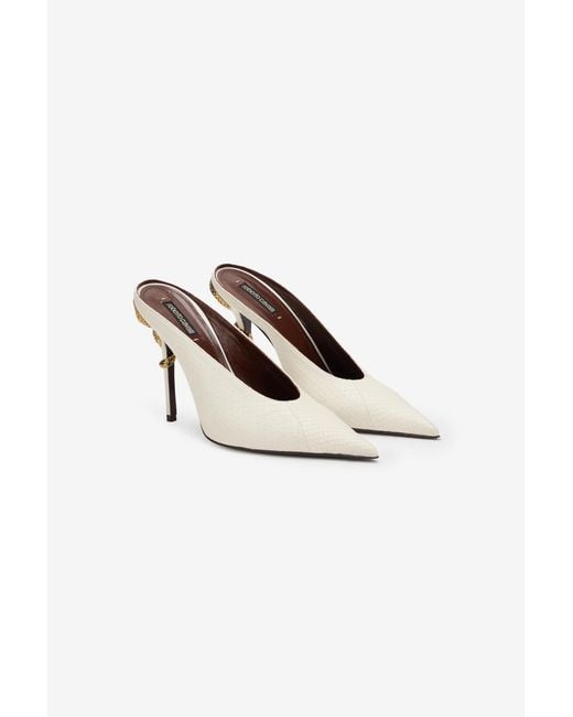 Roberto Cavalli White Serpentine Sabots