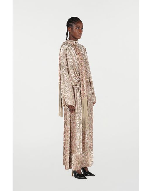 Roberto Cavalli Natural Long Dress With All-Over Dappled Pattern