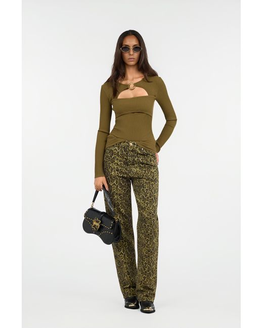 Roberto Cavalli Green Gerippter Pullover