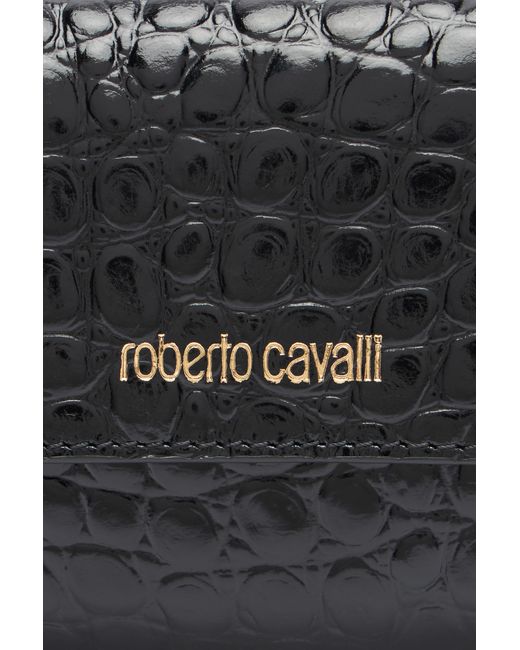 Roberto Cavalli Black Cardholder With Crocodile Print