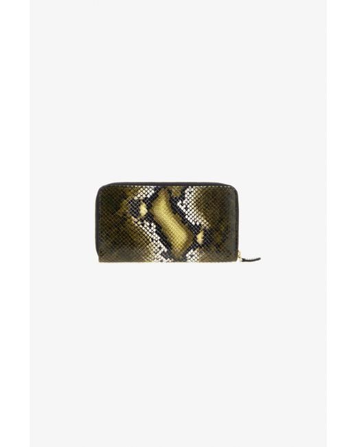 Roberto Cavalli Green Logo-Print Leather Wallet