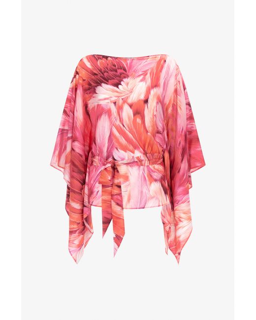 Plumage Print Short Kaftan Roberto Cavalli de color Red