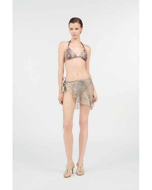 Roberto Cavalli White Baby Jaguar Print Silk Pareo