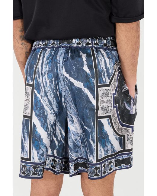 Roberto Cavalli Blue Short With Marble Print And Accents for men