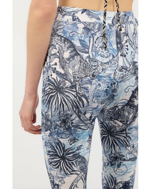 Roberto Cavalli Blue Flared Pants With All-Over Print
