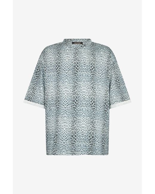 Roberto Cavalli Blue Oversized T-Shirt With Baby Jaguar Print for men