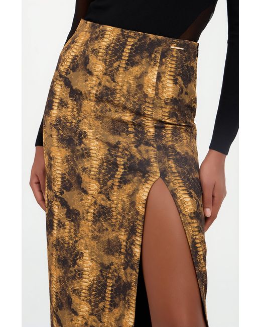 Roberto Cavalli Natural Cobra Print Pencil Skirt