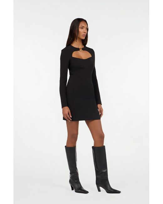 Roberto Cavalli Black Short Dress With Long Sleeves And Cut-Out