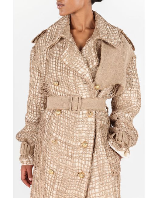 Trench Grid Con Cinturón Roberto Cavalli de color Natural